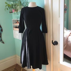 Black Cotton Stretch Jersey Stretch Fit-And-Flare Dress Size 4 Retro Skater